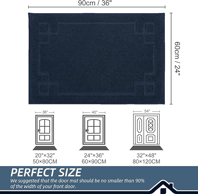 BEQHAUSE Door Mat 24" x 36", Non-Slip Door Mats Indoor Entryway Rugs Washable - Image 2