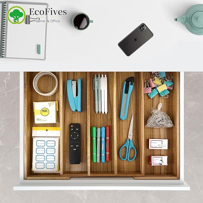 Luxury Acacia Silverware Organizer -Kitchen Drawer Organizer - Image 4