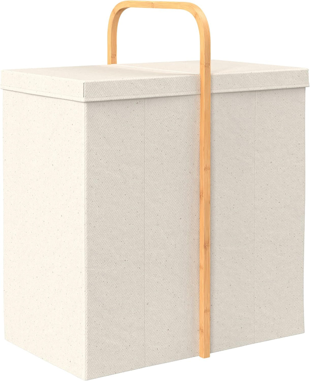 ClosetMaid Laundry Hamper Basket, Foldable with Lid, Two Compartments, Bamboo...