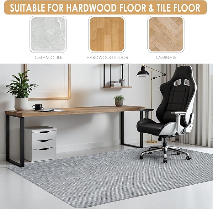 Kuyal Office Chair Mat for Hardwood Floor, Anti Slip, Non-Curve Computer Chair - Image 5