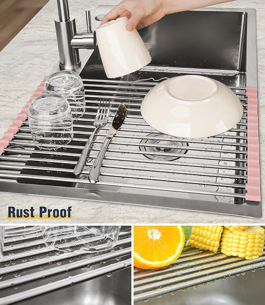Tomorotec 17.7" x 12.5" Roll Up Dish Drying Rack Over Sink Drying Rack Sink - Image 2