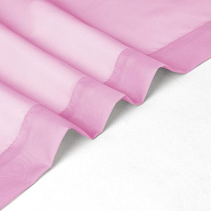 Chyhomenyc Sheer Pink Tier Curtains 24 Inch Length, Small Window Curtains - Image 8