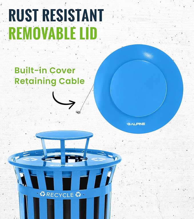 Alpine Outdoor Metal Waste Receptacle Rain Bonnet Lid - Image 5
