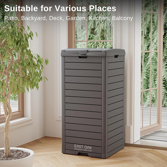 EAST OAK 38 Gallon Outdoor Trash Can | Waterproof Resin Garbage Can - Image 3
