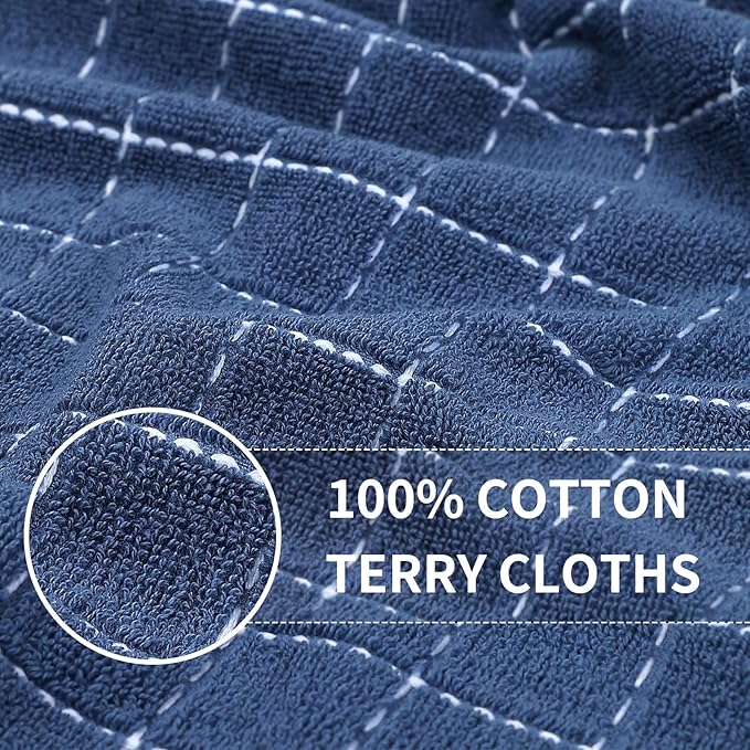 Homaxy 100% Cotton Terry Kitchen Towels, Checkered Designed, Soft and Super - Image 2
