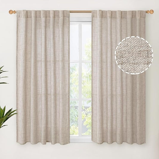 YoungsTex Short Linen Curtains 45 Inch Length by YoungsTex