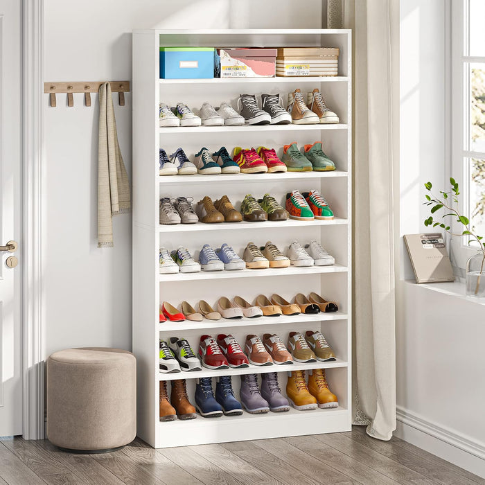Tribesigns Shoe Cabinet, 9 Tiers 40-45 Pairs Heavy Duty Wood Freestanding Shoe Storage Cabinet, 70.8'' Tall Shoe Organizer with Open Storage for Entryway, White