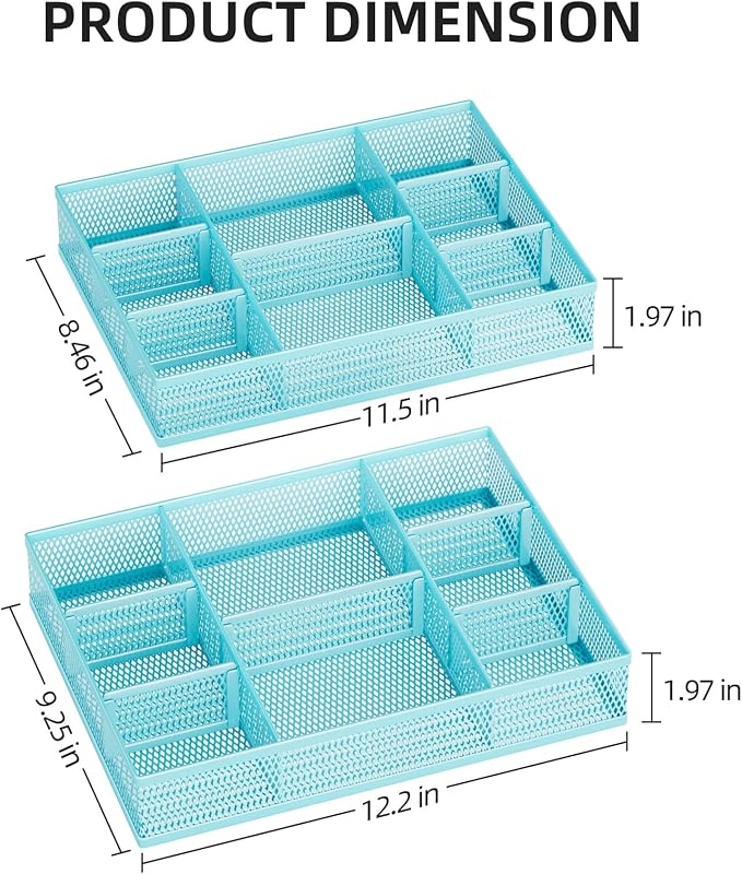 Marbrasse 2 Pack Desk Drawer Organizer, Mesh Drawer Organizer Tray - Image 5