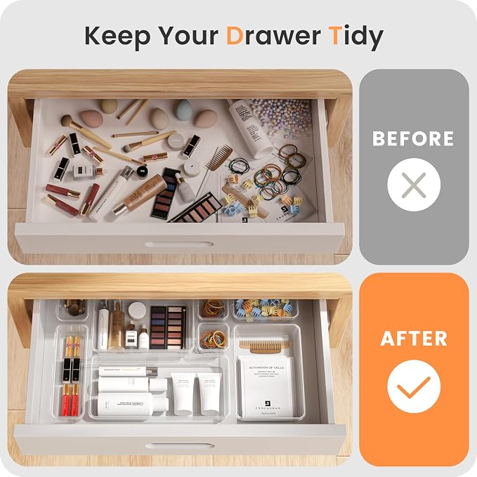 A-LuGei 【Military Grade】 Drawer Organizer, 【】 Clear Makeup organizer - Image 7
