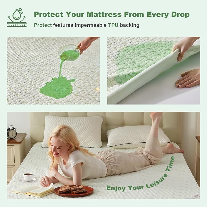 Waterproof Mattress Protector, Full Size Mattress Pad Fitted 6-15" Deep Pocket - Image 3