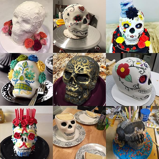 JETKONG Extra Large Silicone Skull Cake Mold Haunted Skull Baking Cake Pan - Image 8