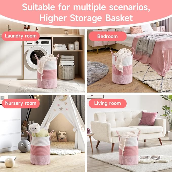 CLHMILY&Z 40L Laundry Basket Round Storage Rope Basket - Image 5