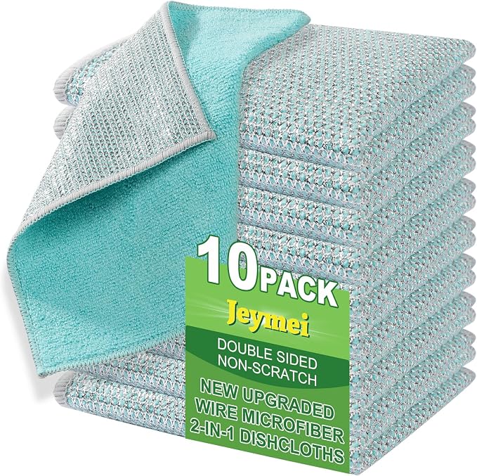 10counts Non Scratch Wire Dishcloth Multipurpose Wire Dishwashing Rag by Jeymei