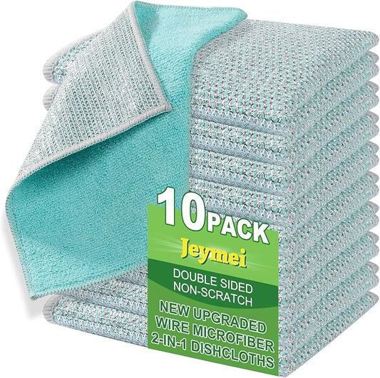 10counts Non Scratch Wire Dishcloth Multipurpose Wire Dishwashing Rag by Jeymei