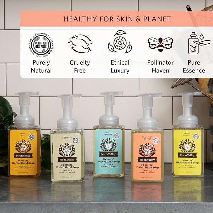 Moon Valley Herbal Foaming Hand Soap, Grapefruit Thyme 2 Pack, Recyclable Bottle - Image 5