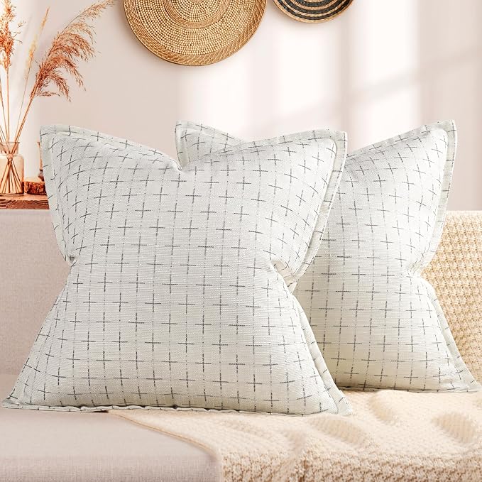 ZWJD Pillow Covers 18x18 Set of 2 Soft Polyester Textured Pillow Covers by ZWJD