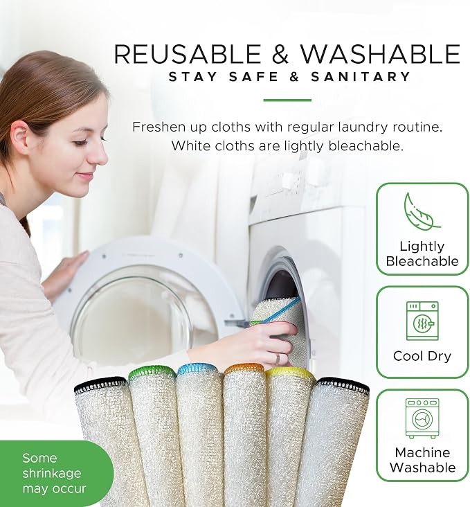 Whiffkitch Dishcloths Dishrags for Kitchen and Household Cleaning 6x7 6-Pack - Image 6