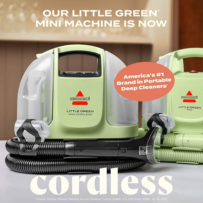 BISSELL Little Green Mini Cordless Portable Carpet and Upholstery Deep Cleaner - Image 2