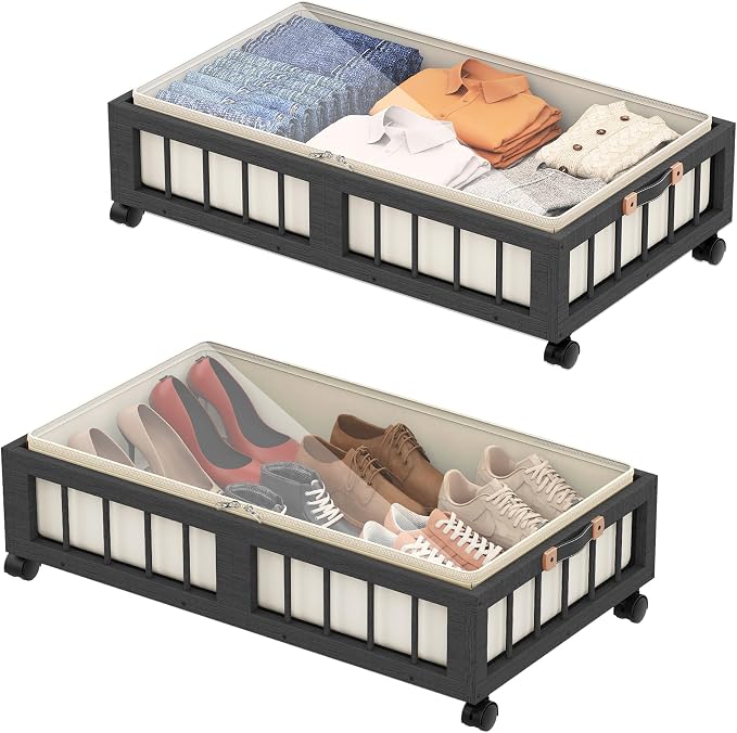 efluky 2-Pack Bamboo Under Bed Storage Containers by efluky