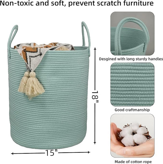 Cotton Rope Laundry Basket Hamper - Image 2