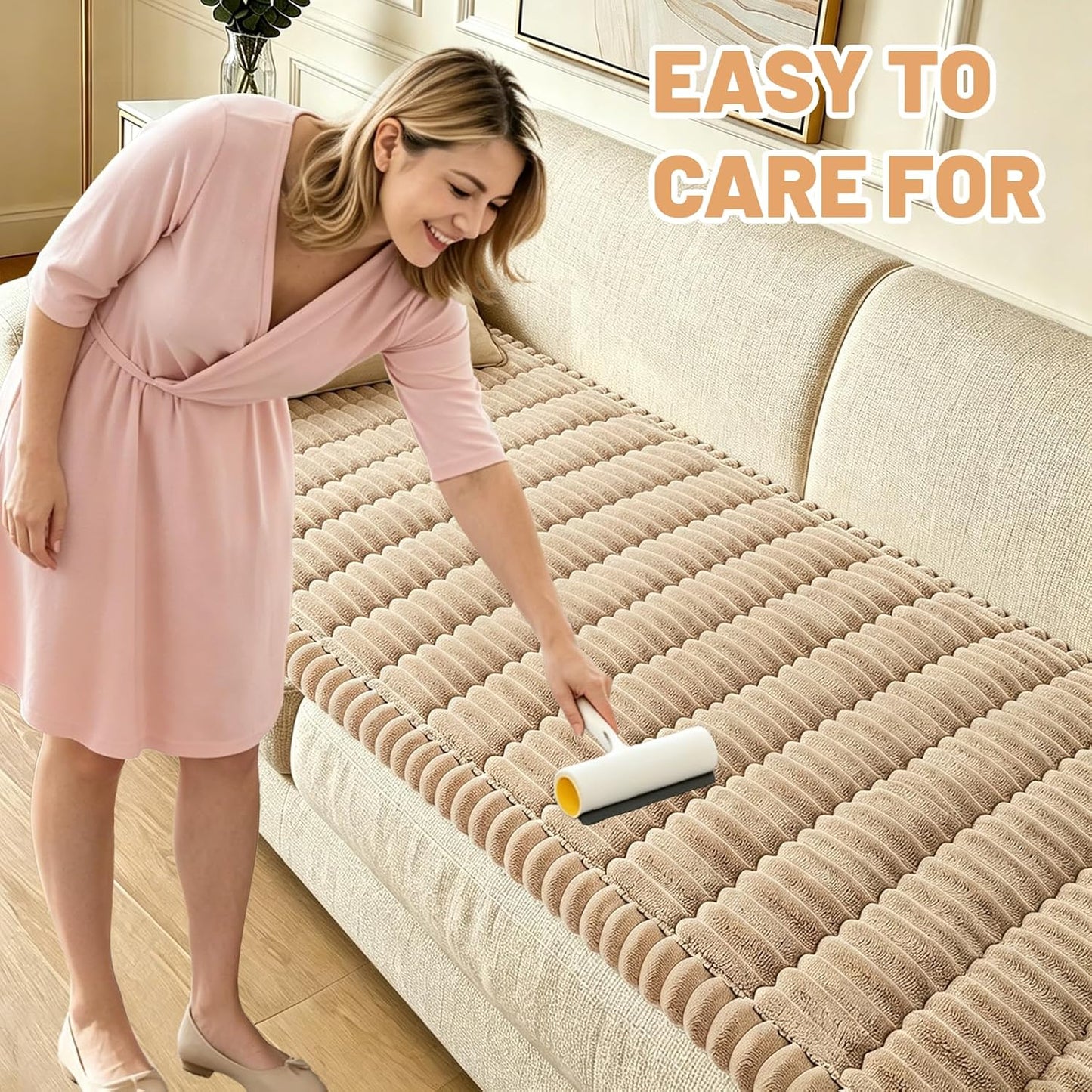 Couch Cover for Dogs Washable,Non Slip Fuzzy Durable Couch Covers for 3 Cushion Sofa Pet Friendly Sofa Cover Dog Thick Soft Slipcovers Protector Couches Mat Bed (Brown, 27.6" x 59"/70 x 150cm)