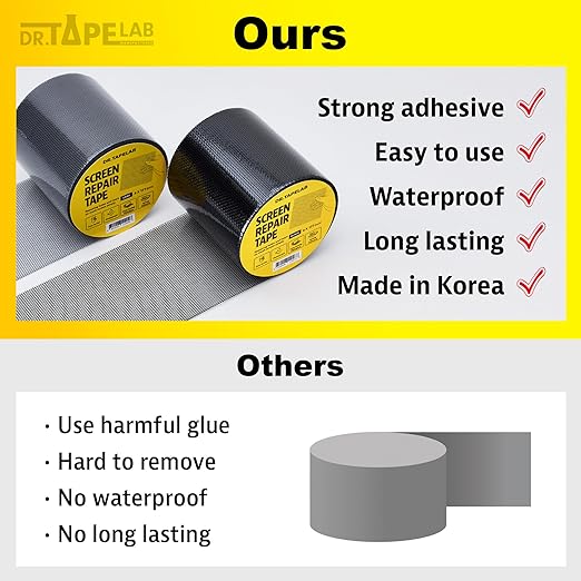 Black Window Screen Repair Tape, 4 in X 15 FT, Screen Repair Kit - Image 6