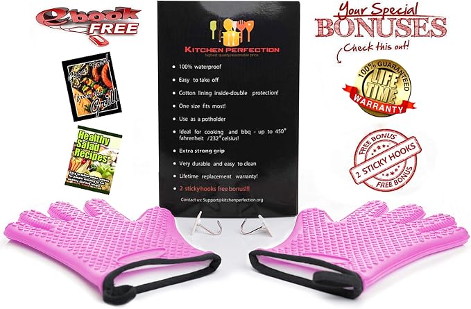 KITCHEN PERFECTION Silicone Smoker Oven Gloves -Extreme Heat Resistant BBQ - Image 4