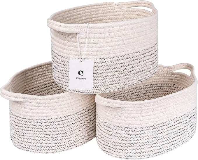 Medium and Large Woven Basket//With Handle, Used by Laughbird