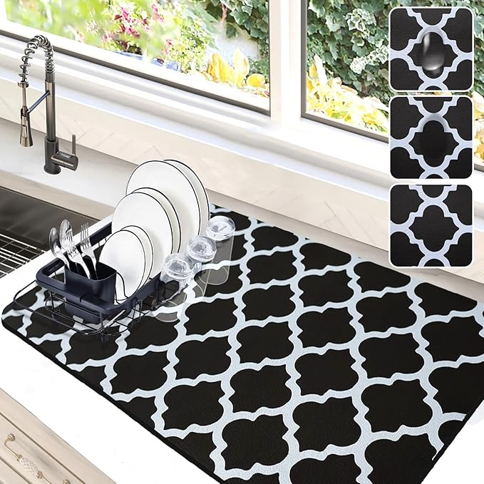 Dish Drying Mat for Kitchen Counter, Hide Stain Anti Absorbent for Kitchen by Etomiel