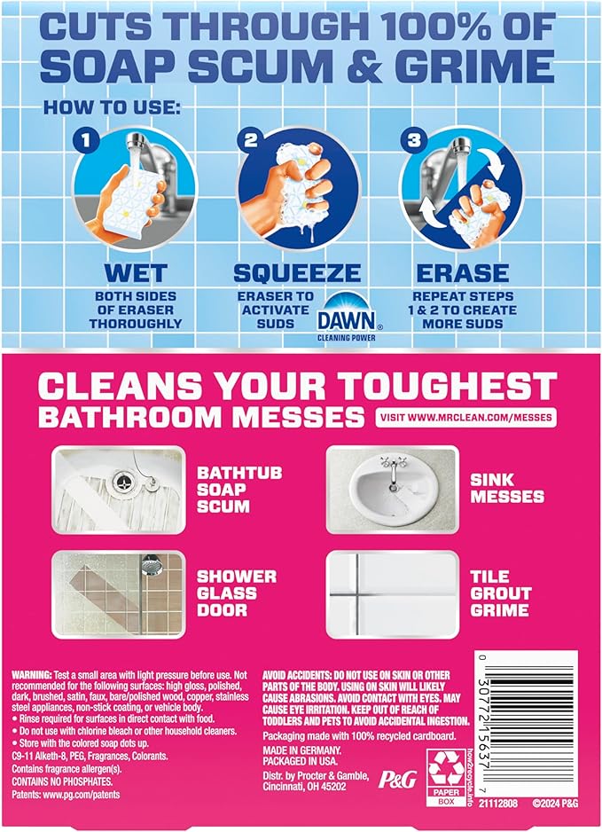 Mr. Clean Magic Eraser Sponge, Bathroom Cleaner, Soap Scum Shower & Tub Cleaner - Image 13