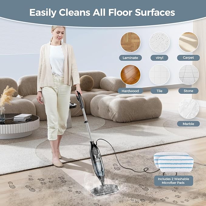 Steam Mop, 12-in-1 Powerful Handheld Steam Cleaner Detachable Steam Mops - Image 7