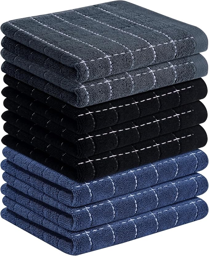 Homaxy 100% Cotton Terry Kitchen Towels, Checkered Designed, Soft and Super by Homaxy