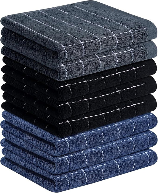 Homaxy 100% Cotton Terry Kitchen Towels, Checkered Designed, Soft and Super by Homaxy