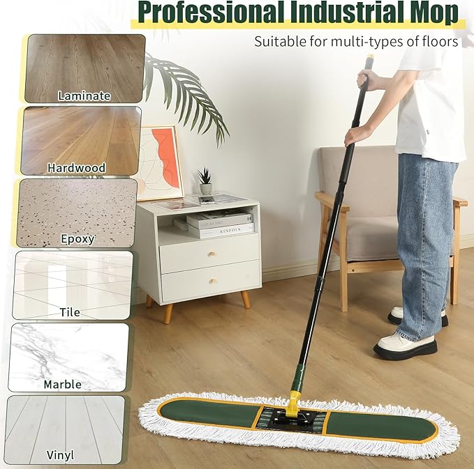 24" Commercial Dust Mop for Floor Cleaning, Heavy Duty Large Mop - Image 3
