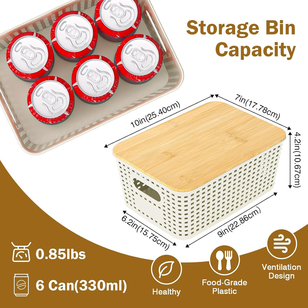 Stackable Storage Baskets: 8 Pack Plastic Baskets Bins, White