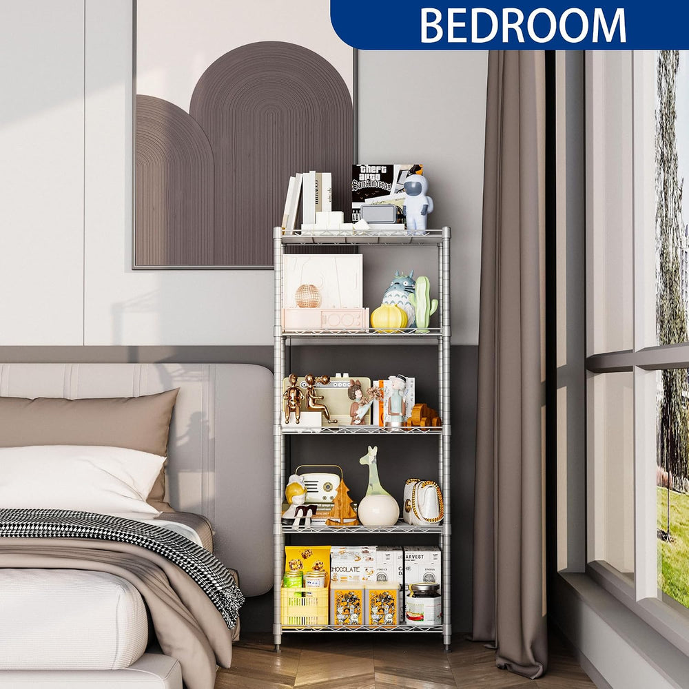 REGILLER 5-Wire Shelving Metal Storage Rack Adjustable Shelves,Standing Stora...