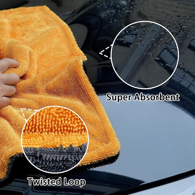Greenfound Microfiber Towel for Cars, 1000GSM Car Drying Towel, Double Twist - Image 3