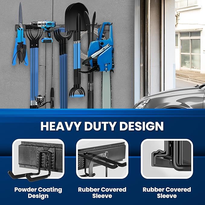 48'' All-Metal Garage Tool Organizer Wall Mount – Heavy-Duty Tool Rack Holds - Image 2