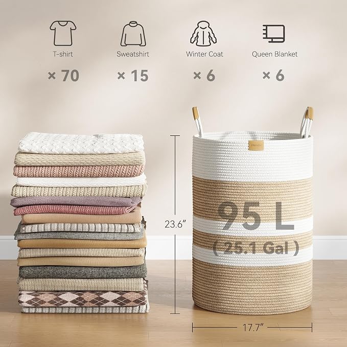 95L Striped Laundry Hamper - Image 4