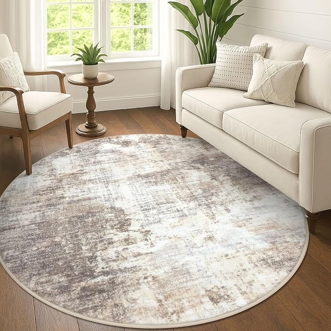 IOHOUZE Abstract Round Area Rug 6 Ft Washable Circle Rugs Large Round Rug Non by iOhouze