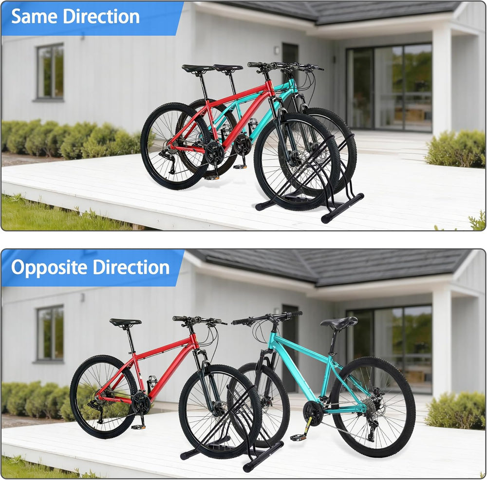 Bike Rack – Dual Bicycle Stand for Mountain, Road Bikes-Two Bike Parking Gara...