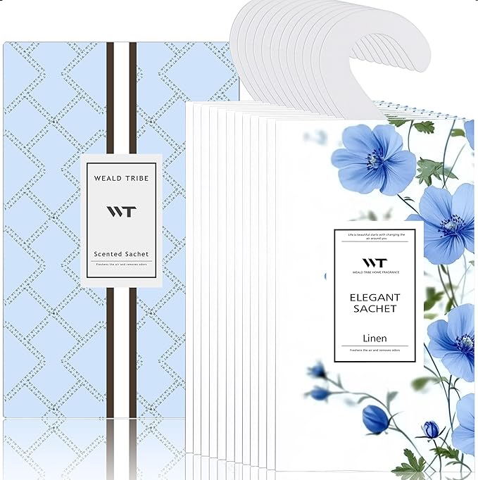 WEALD TRIBE 12 Packs Large-Bag Fresh Linen Scented Sachets by WEALD+TRIBE