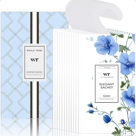 WEALD TRIBE 12 Packs Large-Bag Fresh Linen Scented Sachets by WEALD+TRIBE