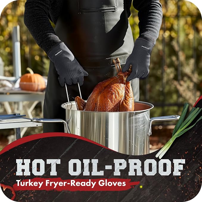 KITCHEN PERFECTION XL Silicone Smoker Oven Gloves-Extreme Heat Resistant BBQ - Image 5