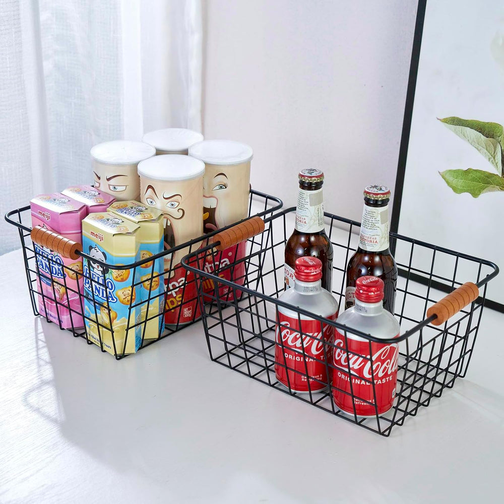 JUNCHU CHERRY 【Extra Large】Wire Kitchen Storage Basket 4 Packs,Perfect Pantry...