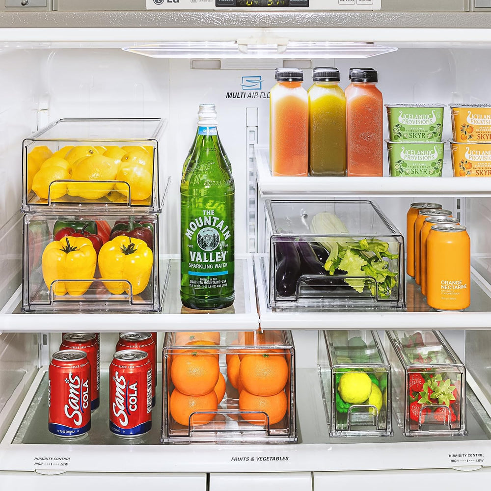 Sorbus Clear Storage Drawers for Refrigerator (Wide + Narrow Deep, 4 Pack)