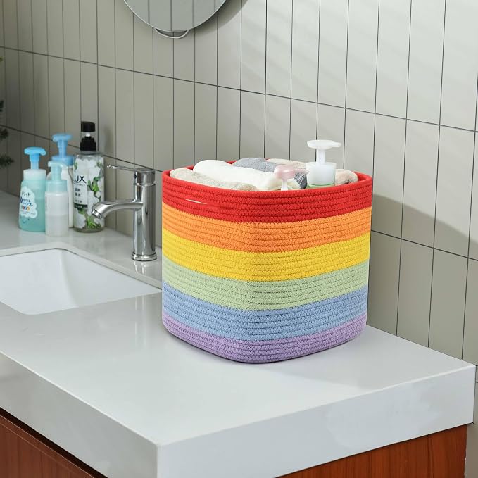 3 Pack Storage Cubes 11 Inch Cotton Rope Woven Baskets - Image 7