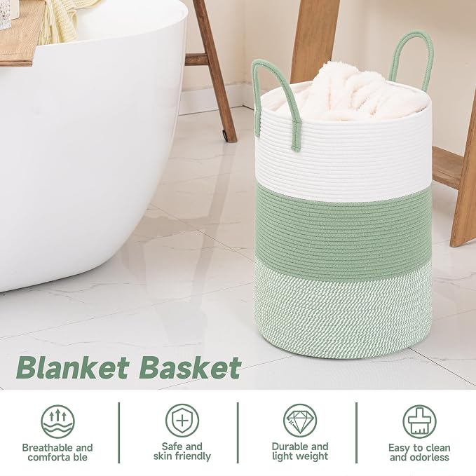 CLHMILY&Z 40L Laundry Basket Round Storage Rope Basket - Image 4
