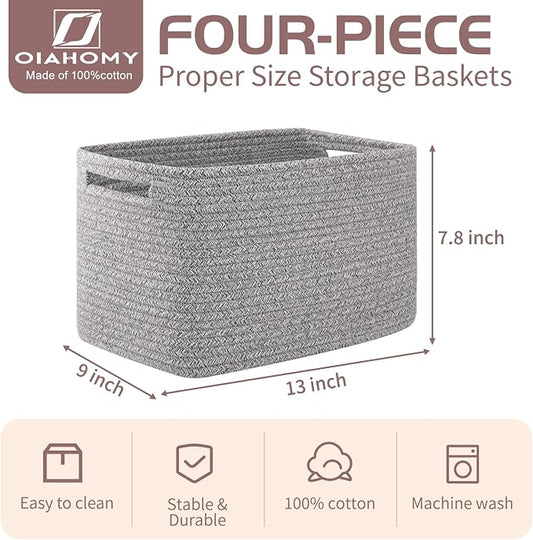 OIAHOMY 4 Pack Storage Baskets for Organizing, Cube Storage Bins for Shelves - Image 2