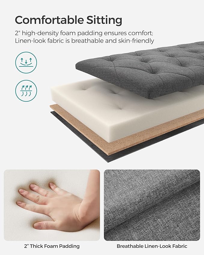 SONGMICS Storage Ottoman Bench, Foot Rest - Image 5